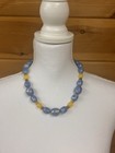 AVON BLUE PEARLIZED & YELLOW BEADED FRENCH COUNTRYSIDE CHOKER NECKLACE
