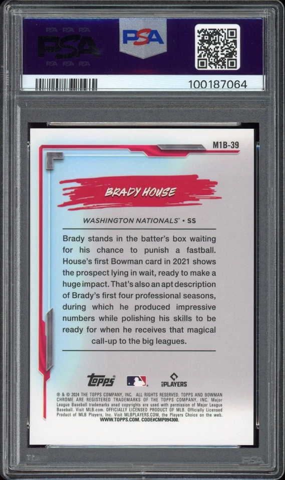 Brady House (RC) #M1B-39 My 1st Bowman Gold Mojo /50 - 2024 Bowman Chrome PSA 10 - Image 2 of 2