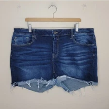 Vigoss | Frayed Cut Off Hem Denim Jean Shorts, womens plus size 20