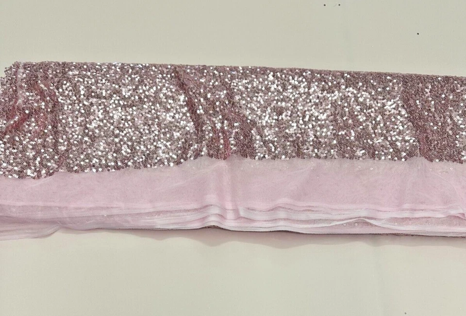 Light Pink Mesh Sequins, All Over 3mm Sequins on Mesh, 59/60", By the Yard - Image 3 of 4