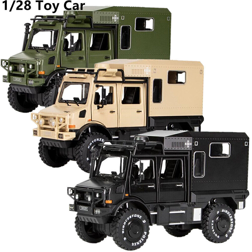 Diecast Model Car Toy Collection Sound&Light Gift For 1:28 Mercedes Benz Unimog