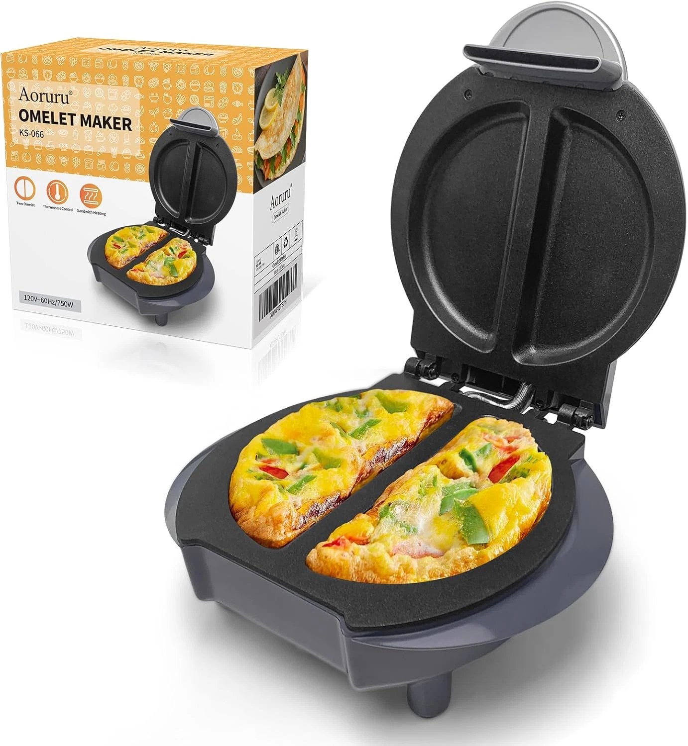 Electric Omelet Maker Frittata Snack Pocket Maker Dessert Maker Non-Stick Stainl