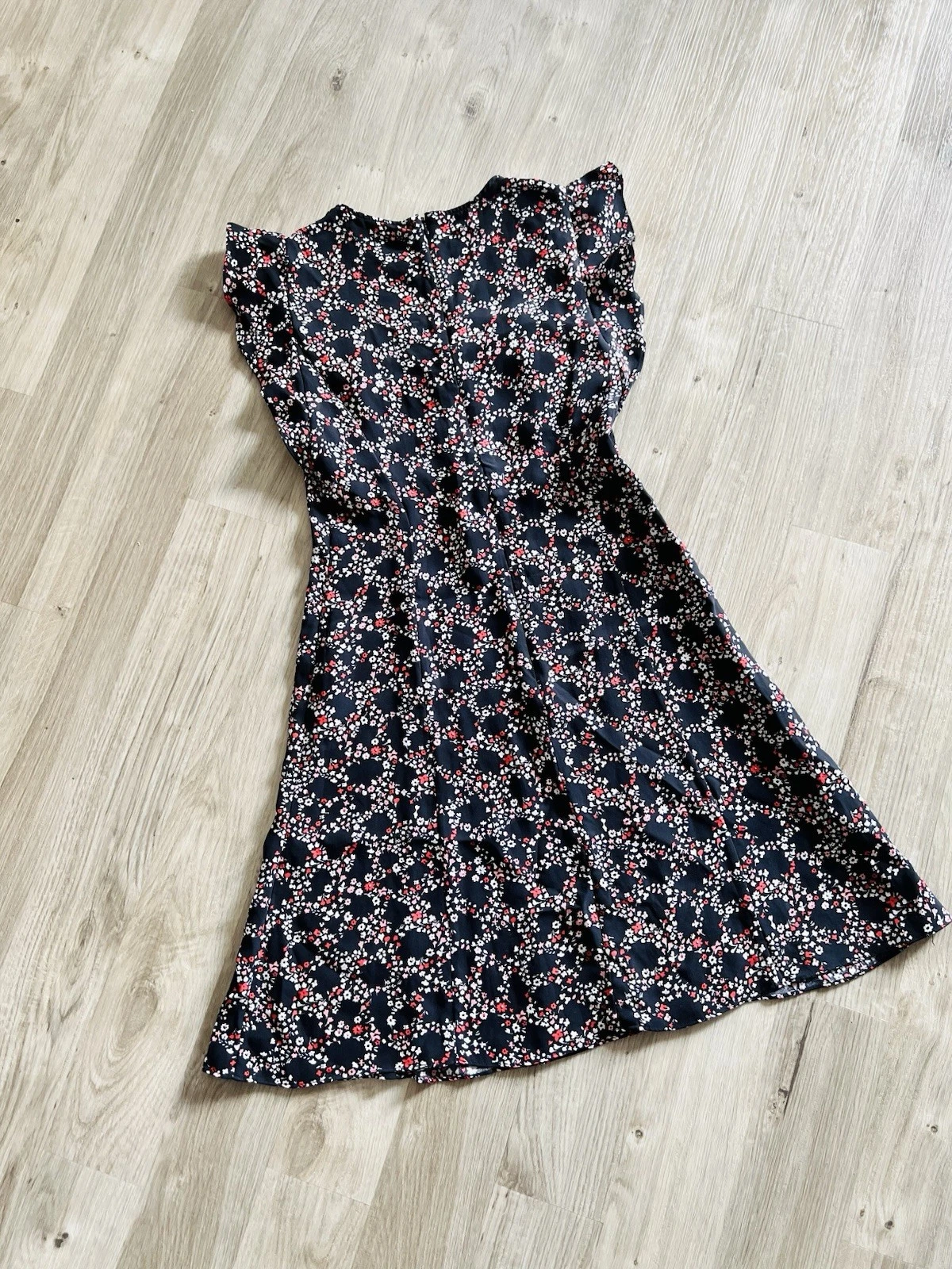 Abito Michael Kors nero Ditsy floreale 100% seta S senza etichette