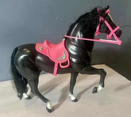 Vintage 1980’s BARBIE Horse MIDNIGHT + Barbie PRETTY TREASURES Horse Care Saddle