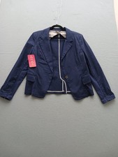 Evereve Women's Blazer Size L Midnight Navy Harper Button Front Elbow Patches