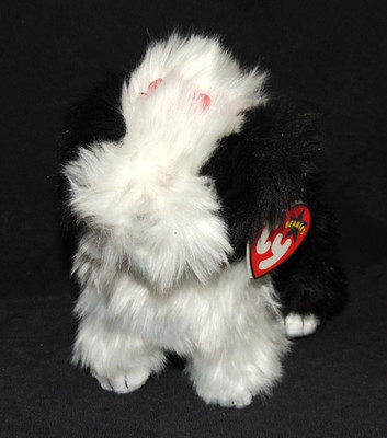 Original Ty Beanie Baby POOFIE Hund (Border Collie) mit Tag Vitrinenstück