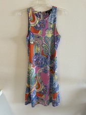 Ralph Lauren womens Colorful Sun Dress Paisley Floral Sleeveless size S
