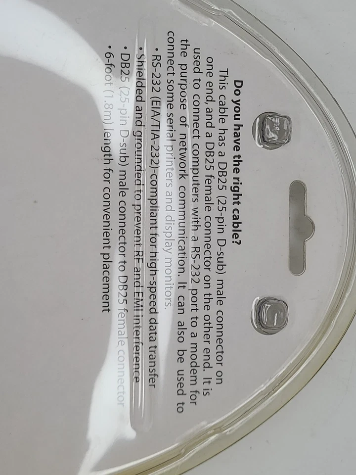 RadioShack 6ft Serial DB25/DB25 Straight-thru RS232C Male to Male Cable NEW! - Image 4 of 4