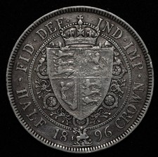 Great Britain Victoria Silver Half 1/2 Crown Halfcrown 1896