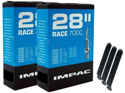 MOTAGO 2x Impac Fahrradschlauch 28 Zoll SV 40mm (20/28-622) + Reifenheber Set Race 700C