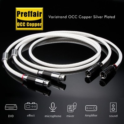 HiFi Balanced XLR Cables 8 AWG Silver Plated 8N OCC Cord Carbon Fiber Adapters