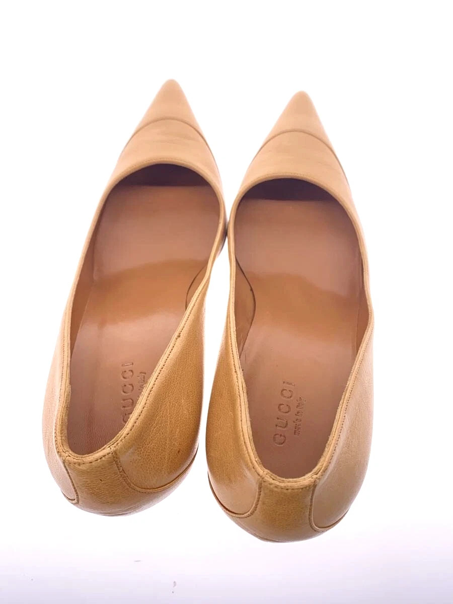 eun_243319 GUCCI Camel Leather Pumps Heels 154470 Women’s Shoes US 7/ EU 37 thumbnail 3