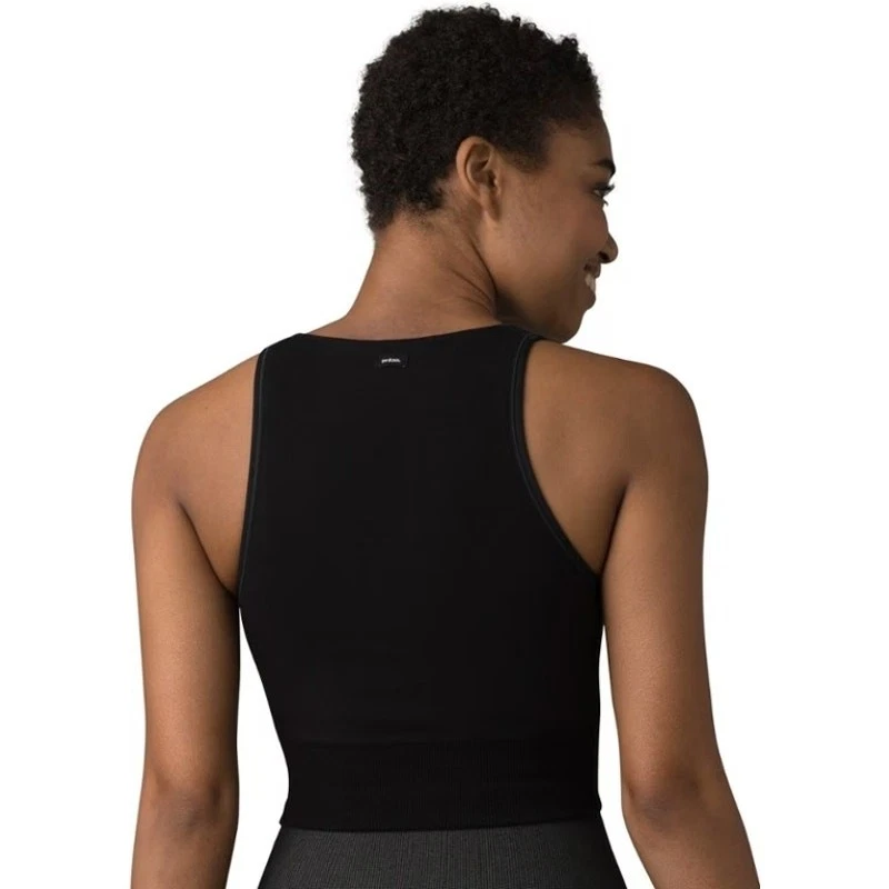 prAna Size XS Black Sopra Seamless Crop Top Scoop Neck Organic Cotton OS36-5 - Image 2 of 4