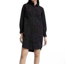 Everlane Cotton Utility Button Down Shirt Dress Mini Black Size 6/S