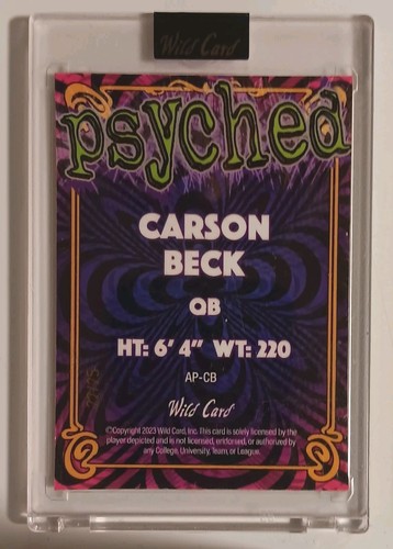 2023 Wild Card CARSON BECK Psyched Pulsar Prizm /25 Numbered Rookie Card #AP-CB - Picture 3 of 3