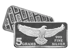 5 GRAM .999 FINE SILVER MONARCH EAGLE BAR BU