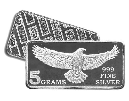 5 GRAM .999 FINE SILVER MONARCH EAGLE BAR BU