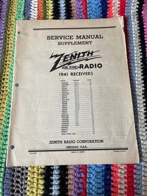 Zenith Service Manual Factory 1941 Receivers 5G504F Thru S9000 - 25 Pages