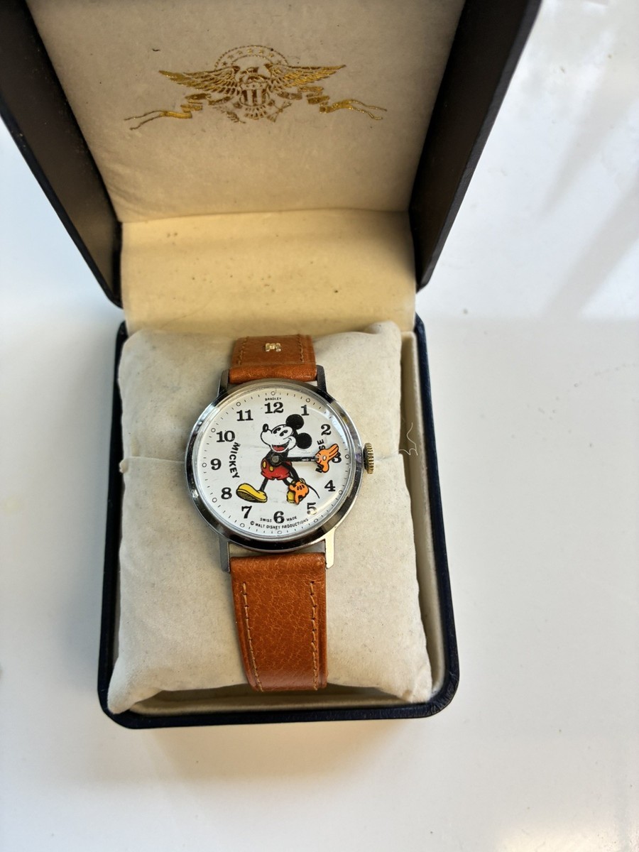 Vintage Rare Bradley Mechanical Watch 1970's Fat Boy Mickey Mouse