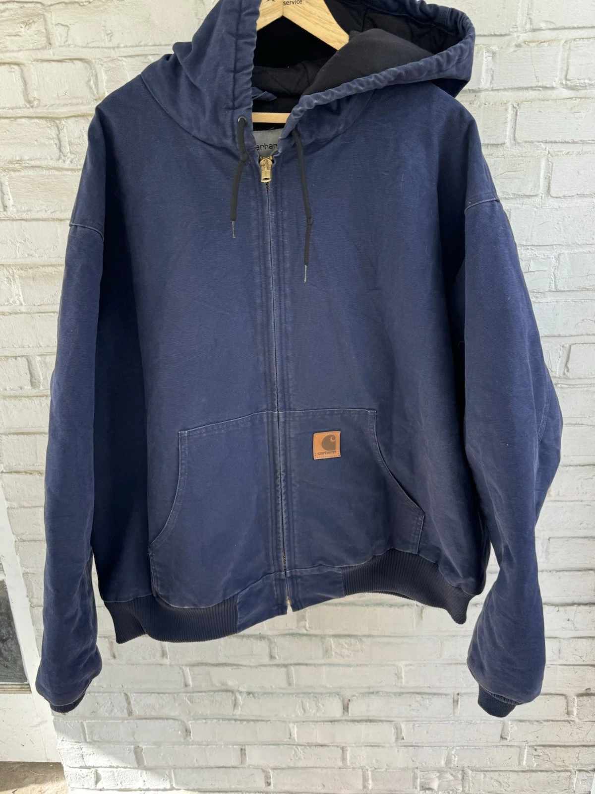 VETEMENTS Giacca da lavoro vintage Carhartt J130 MDT trapuntata blu navy con cappuccio 4XL