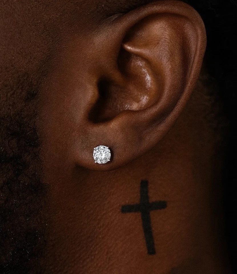 VVS1 Moissanite Screw back Stud Earrings 925 Silver Mens Ladies 3mm-8mm - Image 2 of 4