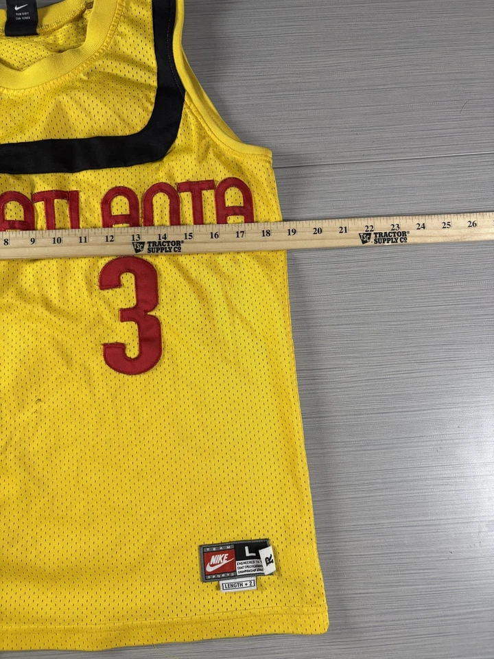 Vintage Atlanta Hawks Jersey Mens Large Yellow NBA Basketball Shareef Nike 90s - Image 2 of 4