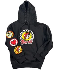 Buc-cee's Hoodie Youth Large Black Beaver Peace Sign Love Gas Station Pullover