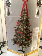 Artificial Christmas Tree 6 ft + 60 Clear Lights & 80 Red Gold Decorations BNIB
