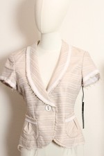 NWT White House Black Market Blazer Women Size 6 Tweed texture blend frayed