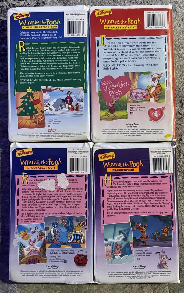 LOT OF 4-WINNIE THE POOH VHS CLAMSHELL-Frankenpooh, Spookable Pooh…. Foto 2 de 3