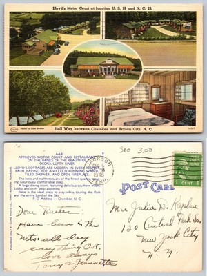 Lloyds Motor Court Cherokee Bryson City Postcard