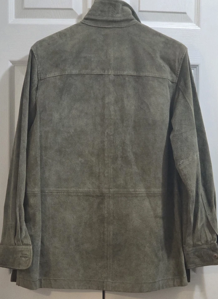 Jones York Sport Y2K Suede Zip Jacket – 100% Leather, Trendy Moss Green, Medium - Image 3 of 4