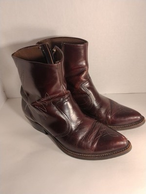 Double-H Boots Men's Side Zip 7.5 D USA Western Retro Biker Double-H Boots Men's Side Zip 7.5 D USA Western Retro Biker