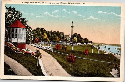 Postcard Libby Hill Park, showing James River, Richmond Virginia