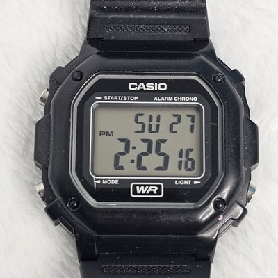 Casio F-108WH Black Digital Watch Stainless Steel Back Water Resistant