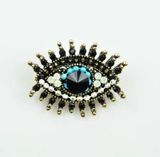 Small Evil Eye Brooch vintage style Rhinestone pin Costume Jewelry Gift New