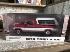 1/18 1976 Ford F-100 Pick up Truck Red & White With Topper Die-cast Greenlight