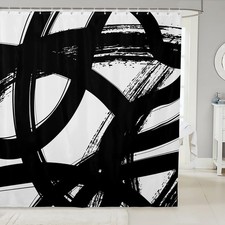 Black and White Shower Curtain 72"x72" Modern Stripe Bathroom Shower Curtain ...