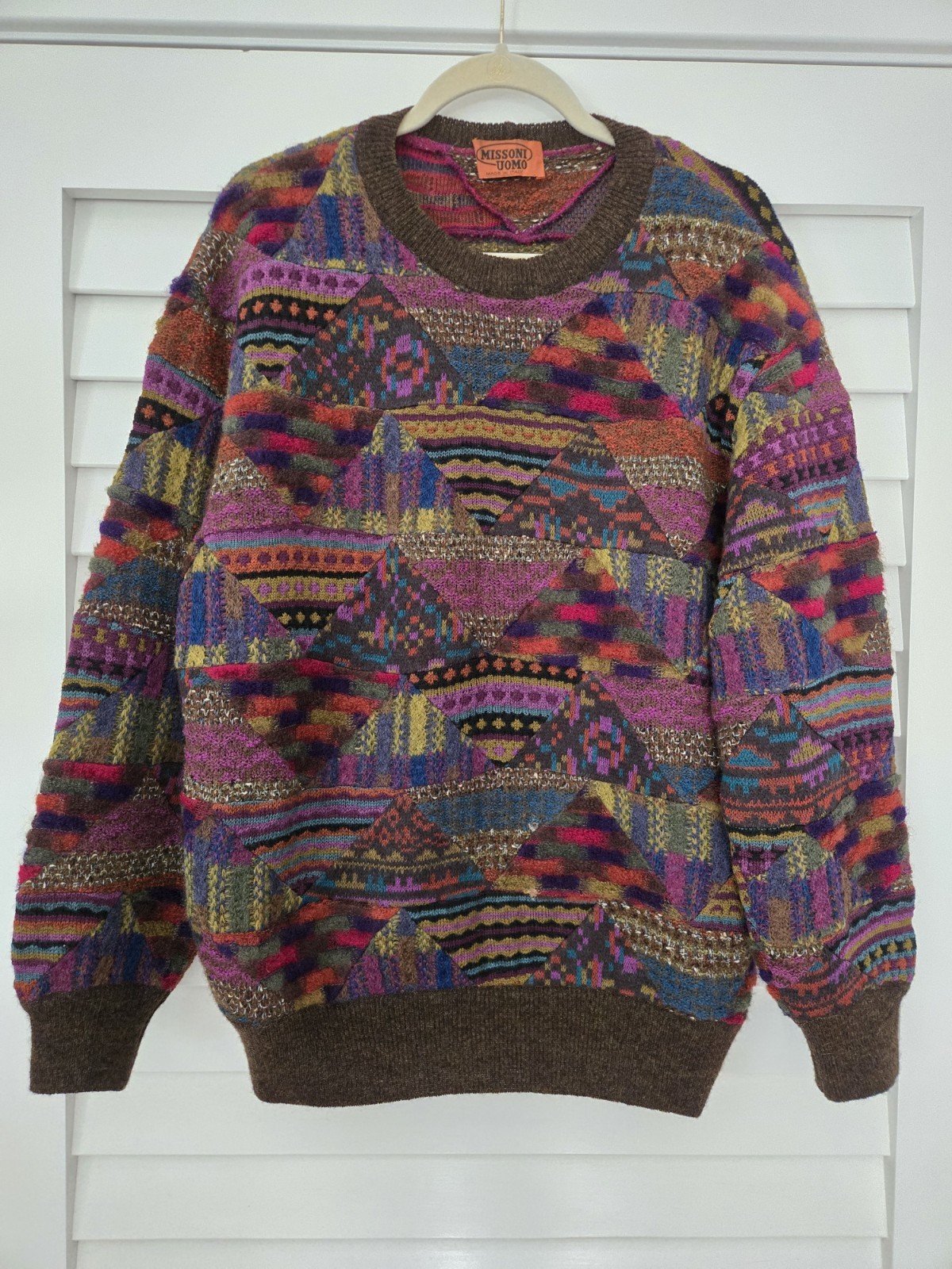 Vintage Missoni Uomo Sweater 50 Multicolor Wool Mohair Alpaca Blend Knit Italy