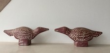 Vogel-Paar *Roadrunner ? *Vintage *Holz *handgeschnitzt *weiße Punkte *dekorativ