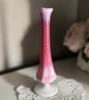 Vintage Fenton Art Glass 8” Bud Vase Pink Milk Glass (B)