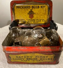 VINTAGE PACKARD MOTOR Co PACKARD BULB KIT IN ORIGINAL TIN 1920’s