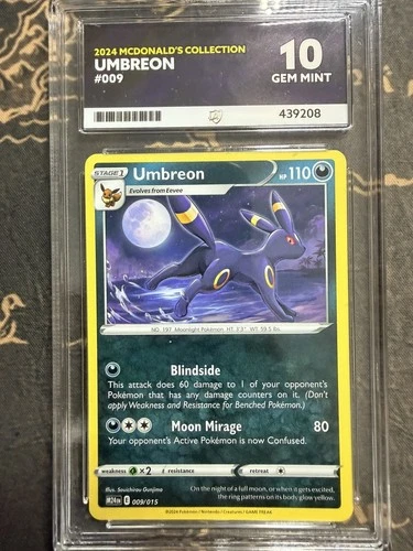 Pokemon Umbreon McDonald’s 2024 009/015 ACE Grading 10 Gem Mint Pokemon Card