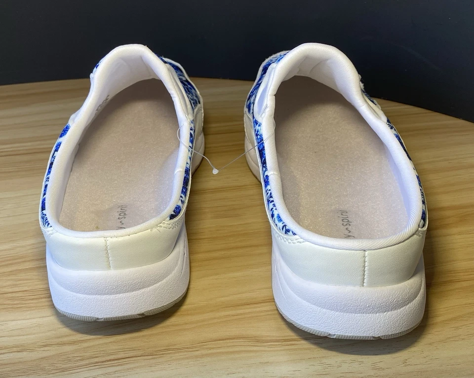 Nuevos Zapatos Easy Spirit TRAVELTIME 10M Azul Blanco Cuero Mula Slide para Mujer Foto 4 de 4
