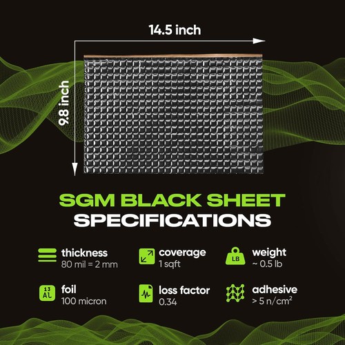 SGM Black 80mil 18 sqft Car Sound Deadening Mat, Automotive - Picture 2 of 9
