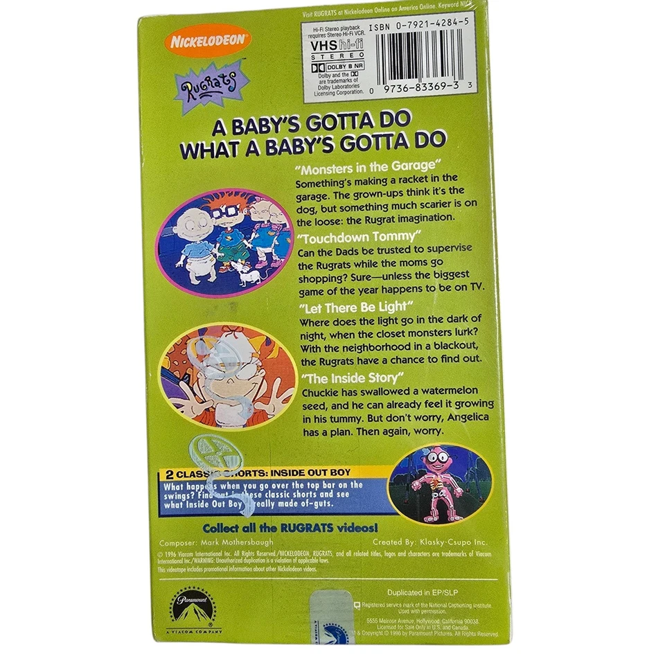 Rugrats A Baby's Gotta Do Nickelodeon VHS 1996 NEW FACTORY SEALED - Image 2 of 4