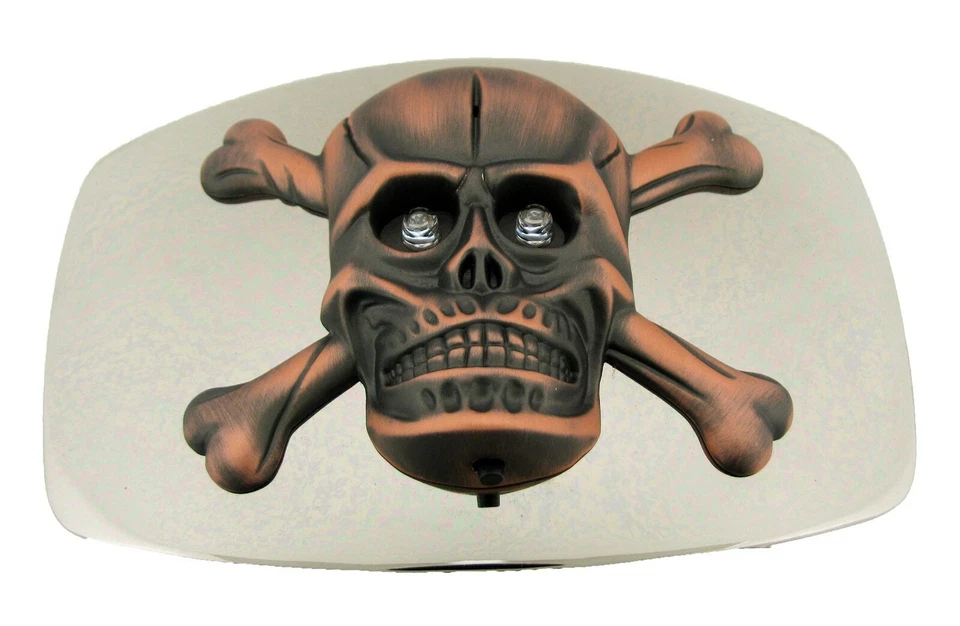 Hebilla de cinturón calavera vintage huesos cruzados plata metal moda gótico Estados Unidos tatuaje para hombre Foto 4 de 4