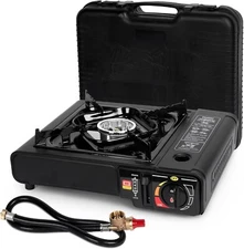 Camping Stove Propane & Butane Dual Fuel Stove W/ Carrying Case and 26in Hose US