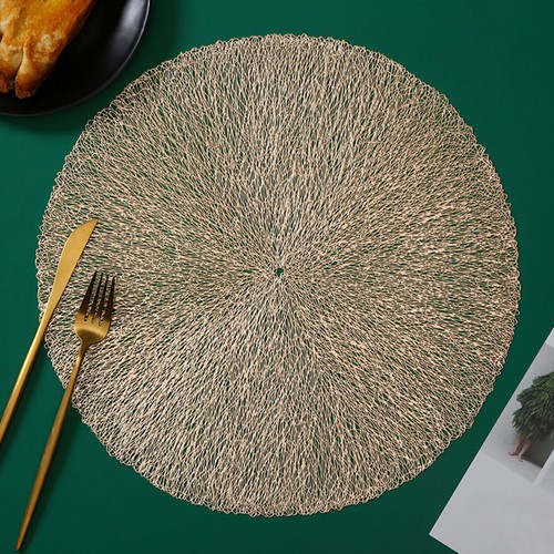 Set of 4 PVC Placemats Round Table Place Mat Dining Kitchen Home Decor Metallic - Picture 2 of 29