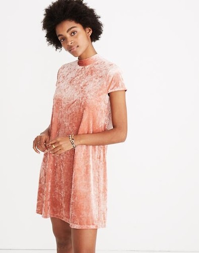 Madewell Pink Peach Crushed Velvet Mock 